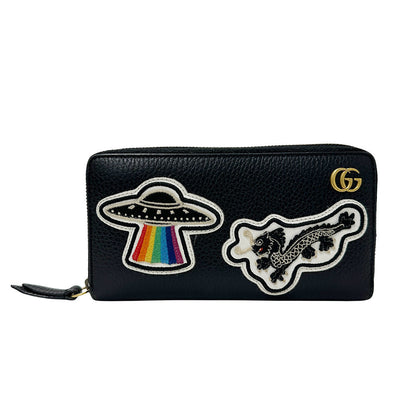 GUCCI グッチ プチマーモント ドラゴン UFO 長財布 ブラック 474584 レザー メンズ 【中古】