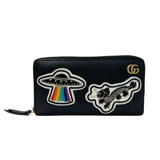 GUCCI グッチ プチマーモント ドラゴン UFO 長財布 ブラック 474584 レザー メンズ 【中古】