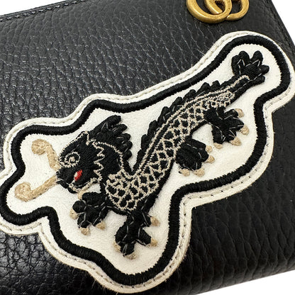 GUCCI グッチ プチマーモント ドラゴン UFO 長財布 ブラック 474584 レザー メンズ 【中古】