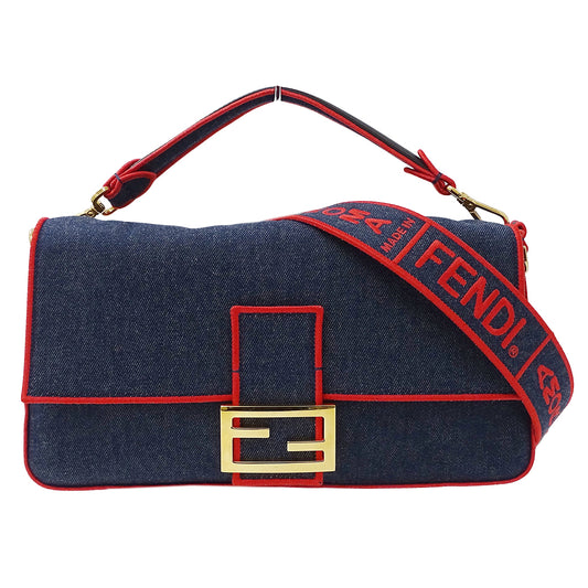 FENDI フェンディ 2wayバッグ マンマバケット ブルー 8BR771 デニム レディース 【中古】