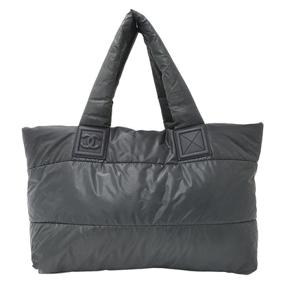 CHANEL シャネル トートバッグ コココクーン トートMM グレー シルバー金具 ナイロン レディース 【中古】