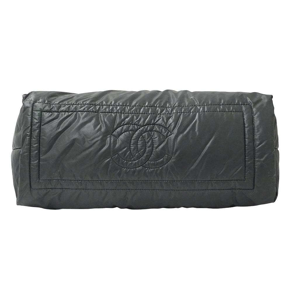 CHANEL シャネル トートバッグ コココクーン トートMM グレー シルバー金具 ナイロン レディース 【中古】