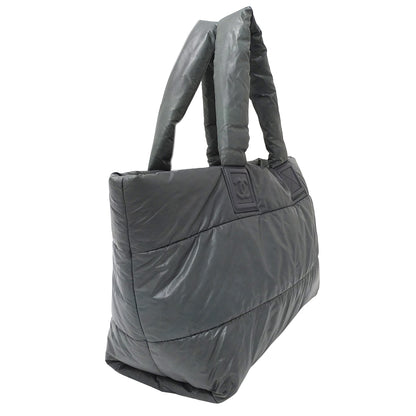 CHANEL シャネル トートバッグ コココクーン トートMM グレー シルバー金具 ナイロン レディース 【中古】