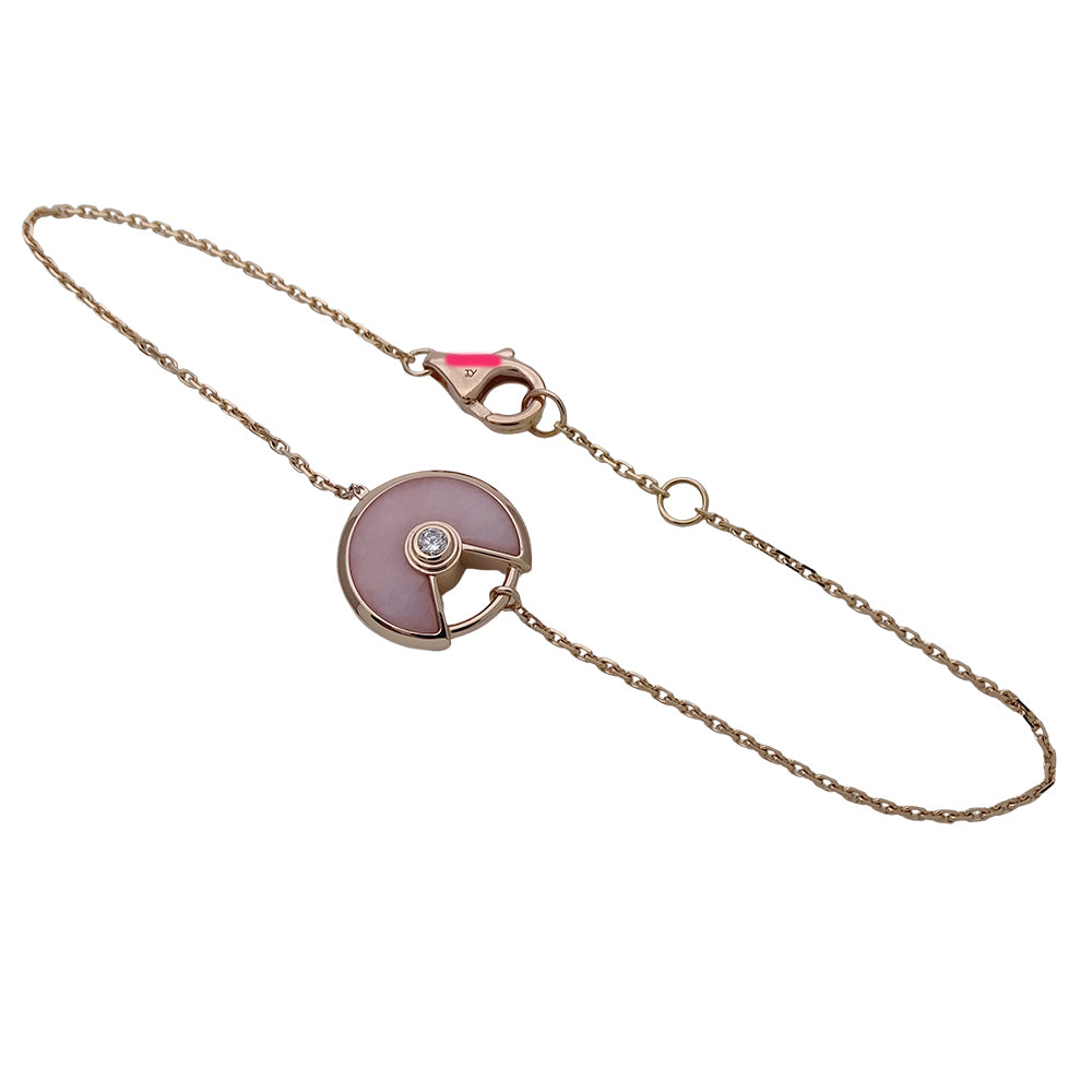 Cartier カルティエ アミュレット ブレスレット 750PG ピンクゴールド ピンクオパール ダイヤモンド レディース 磨き済み 【中古】