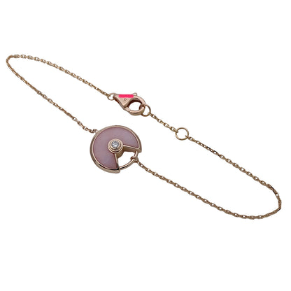 Cartier カルティエ アミュレット ブレスレット 750PG ピンクゴールド ピンクオパール ダイヤモンド レディース 磨き済み 【中古】