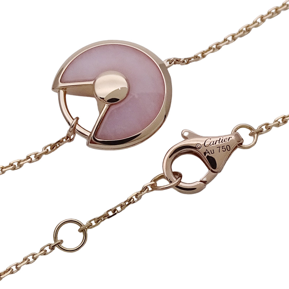 Cartier カルティエ アミュレット ブレスレット 750PG ピンクゴールド ピンクオパール ダイヤモンド レディース 磨き済み 【中古】