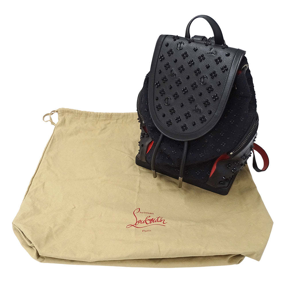 Christian Louboutin クリスチャンルブタン エクスプローラーファンク リュック ブラック ナイロン レディース メンズ 【中古】