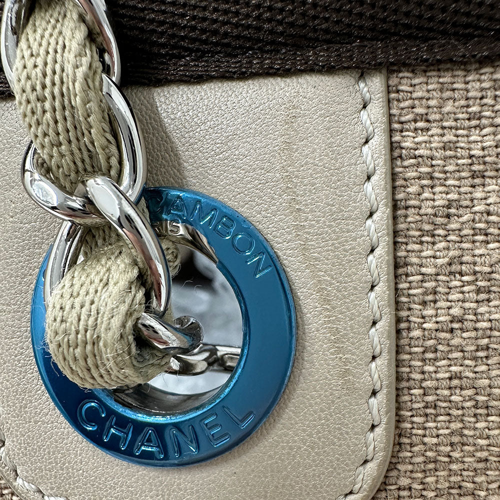 CHANEL シャネル トートバッグ ドーヴィル チェーントート ベージュ シルバー金具 キャンバス レディース 【中古】