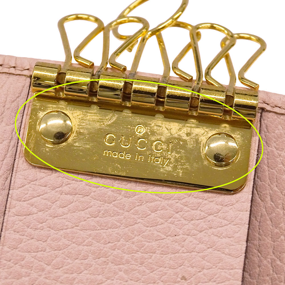 GUCCI グッチ ダブルG キーケース キーケース プチマーモント ピンク 456118 レザー レディース 【中古】
