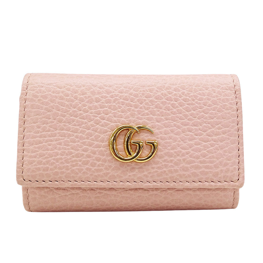 GUCCI グッチ ダブルG キーケース キーケース プチマーモント ピンク 456118 レザー レディース 【中古】