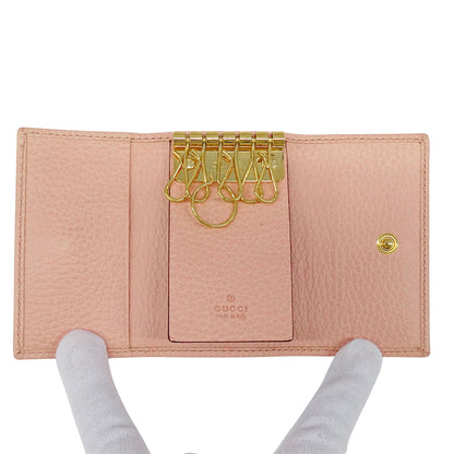 GUCCI グッチ ダブルG キーケース キーケース プチマーモント ピンク 456118 レザー レディース 【中古】