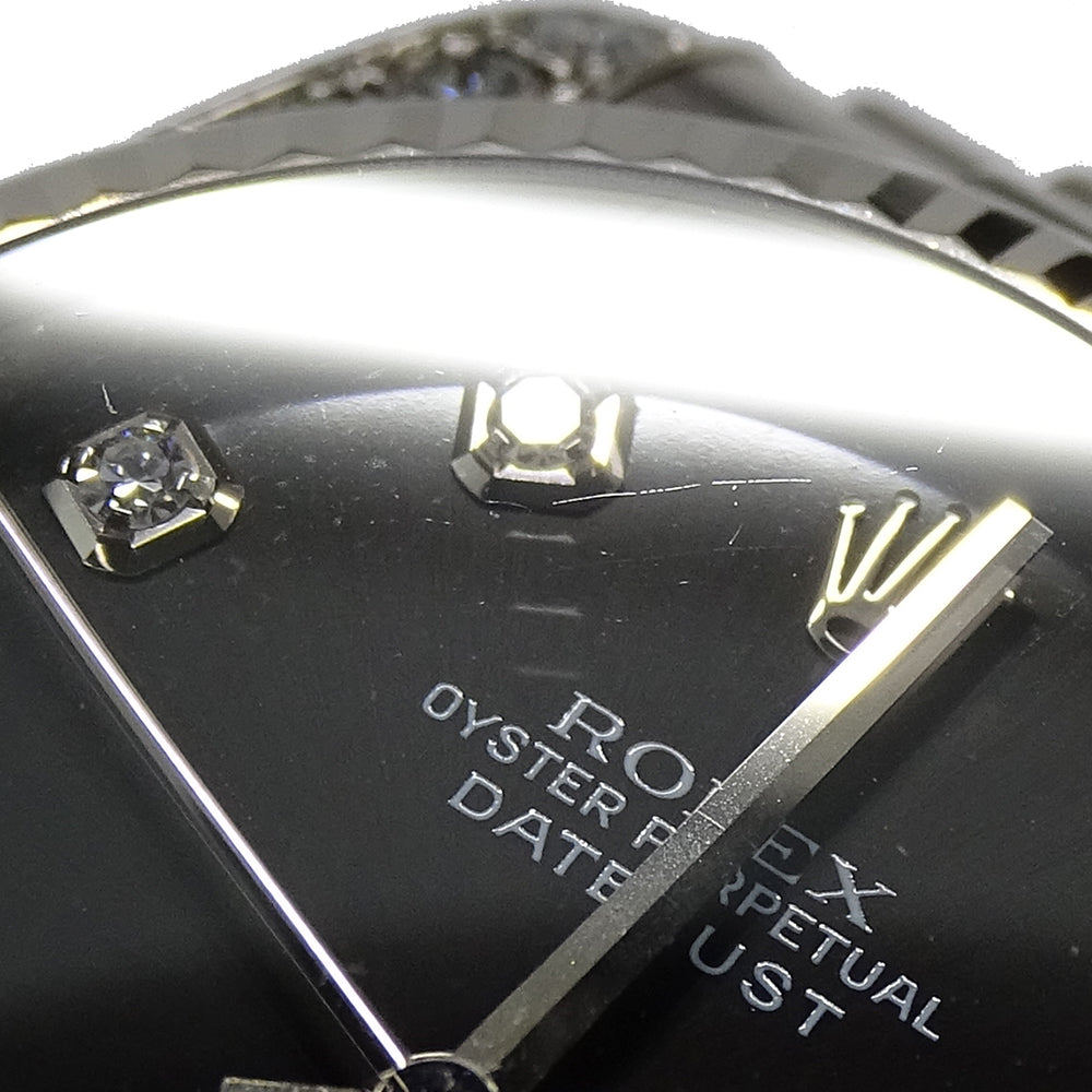 ROLEX ロレックス デイトジャスト 178239 D番 ボーイズ 腕時計 自動巻き AT 750WG ホワイトゴールド 10P ダイヤモンド ブラック 磨き済み 【中古】