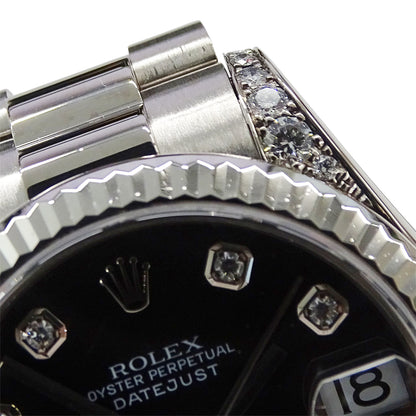 ROLEX ロレックス デイトジャスト 178239 D番 ボーイズ 腕時計 自動巻き AT 750WG ホワイトゴールド 10P ダイヤモンド ブラック 磨き済み 【中古】