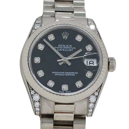 ROLEX ロレックス デイトジャスト 178239 D番 ボーイズ 腕時計 自動巻き AT 750WG ホワイトゴールド 10P ダイヤモンド ブラック 磨き済み 【中古】