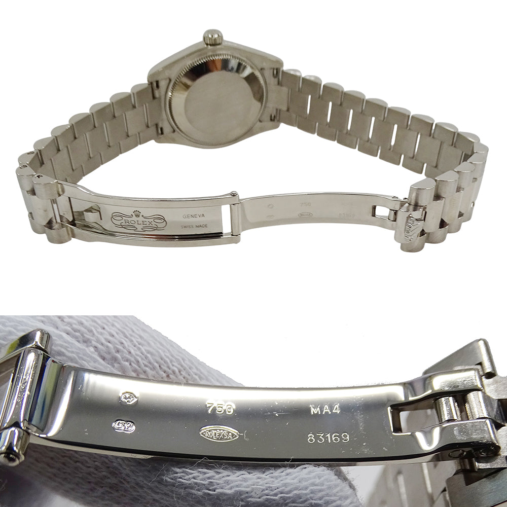 ROLEX ロレックス デイトジャスト 178239 D番 ボーイズ 腕時計 自動巻き AT 750WG ホワイトゴールド 10P ダイヤモンド ブラック 磨き済み 【中古】