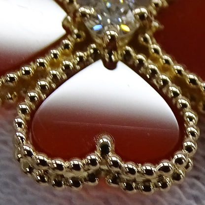 Van Cleef & Arpels ヴァンクリーフ＆アーペル スウィート ハート アルハンブラ エフイヤージュ ピアス カーネリアン ダイヤモンド 750PG ピンクゴールド レディース 磨き済み 【中古】