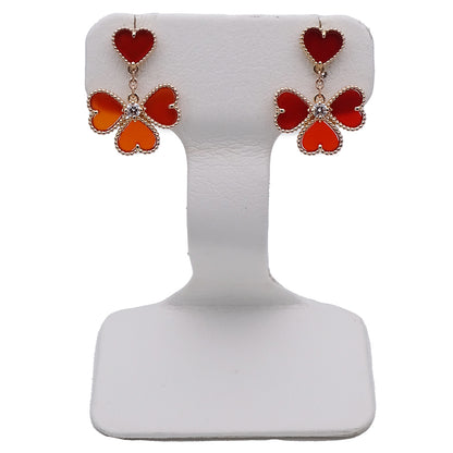 Van Cleef & Arpels ヴァンクリーフ＆アーペル スウィート ハート アルハンブラ エフイヤージュ ピアス カーネリアン ダイヤモンド 750PG ピンクゴールド レディース 磨き済み 【中古】