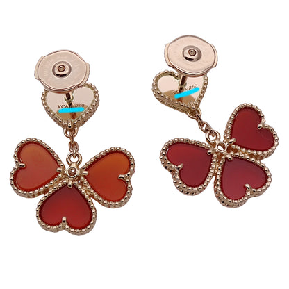 Van Cleef & Arpels ヴァンクリーフ＆アーペル スウィート ハート アルハンブラ エフイヤージュ ピアス カーネリアン ダイヤモンド 750PG ピンクゴールド レディース 磨き済み 【中古】