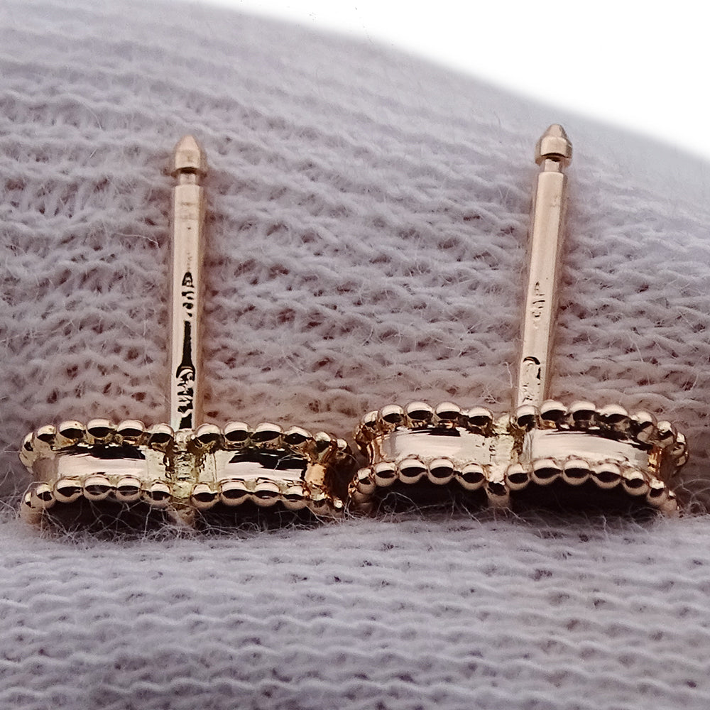 Van Cleef & Arpels ヴァンクリーフ＆アーペル スウィート ハート アルハンブラ エフイヤージュ ピアス カーネリアン ダイヤモンド 750PG ピンクゴールド レディース 磨き済み 【中古】