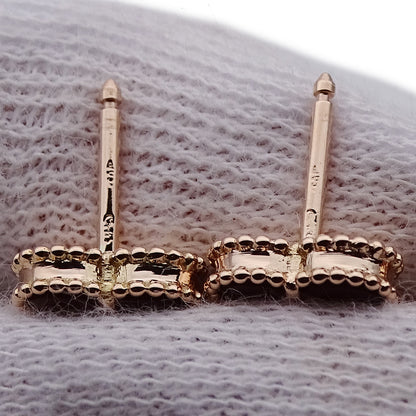 Van Cleef & Arpels ヴァンクリーフ＆アーペル スウィート ハート アルハンブラ エフイヤージュ ピアス カーネリアン ダイヤモンド 750PG ピンクゴールド レディース 磨き済み 【中古】