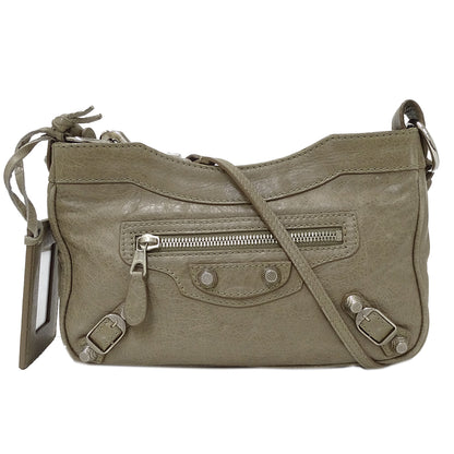 BALENCIAGA バレンシアガ ショルダーバッグ ベージュ グレージュ レザー レディース 【中古】