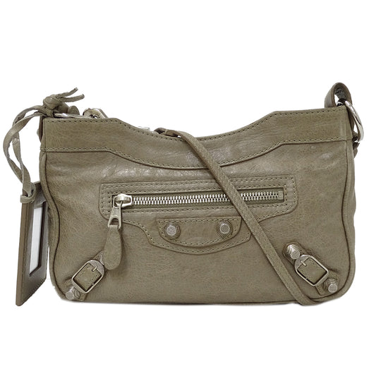 BALENCIAGA バレンシアガ ショルダーバッグ ベージュ グレージュ レザー レディース 【中古】