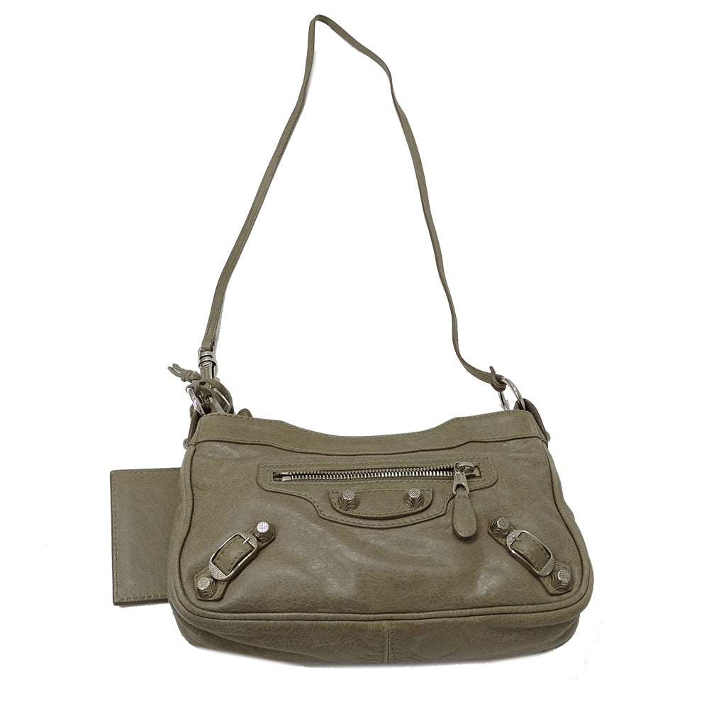 BALENCIAGA バレンシアガ ショルダーバッグ ベージュ グレージュ レザー レディース 【中古】