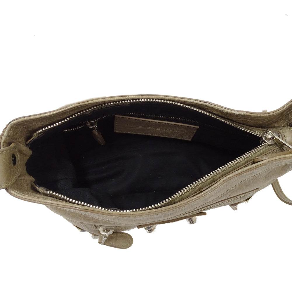 BALENCIAGA バレンシアガ ショルダーバッグ ベージュ グレージュ レザー レディース 【中古】