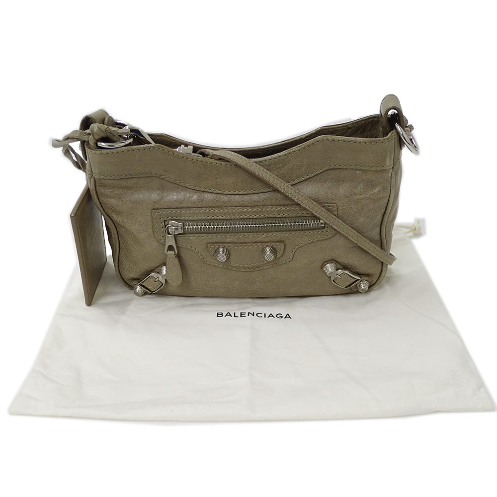 BALENCIAGA バレンシアガ ショルダーバッグ ベージュ グレージュ レザー レディース 【中古】