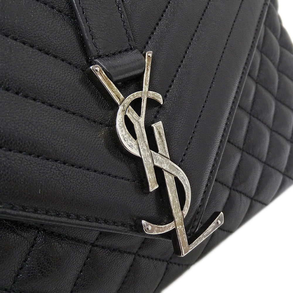 SAINT LAURENT サンローラン エンベロープ ラージ ショルダーバッグ ブラック レザー レディース 【中古】