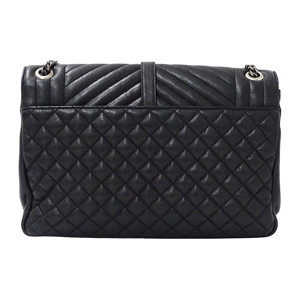 SAINT LAURENT サンローラン エンベロープ ラージ ショルダーバッグ ブラック レザー レディース 【中古】