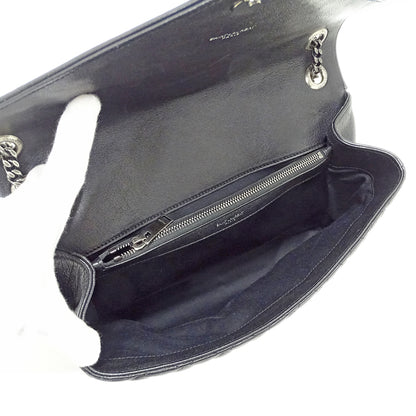SAINT LAURENT サンローラン エンベロープ ラージ ショルダーバッグ ブラック レザー レディース 【中古】