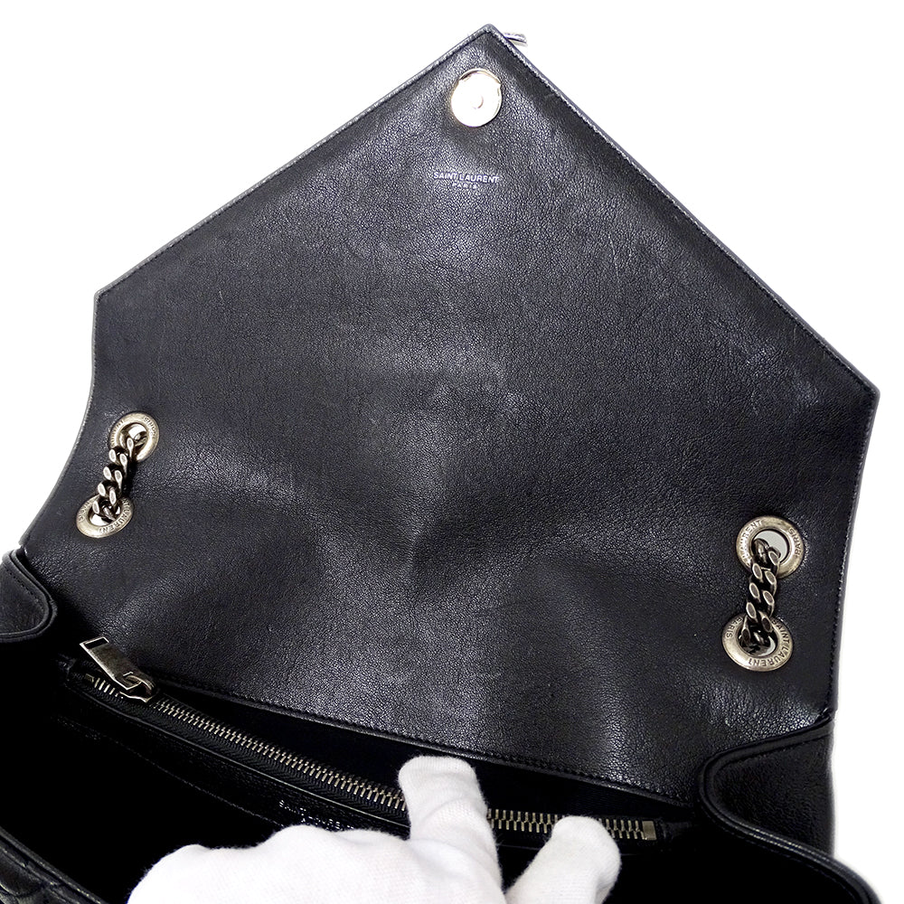 SAINT LAURENT サンローラン エンベロープ ラージ ショルダーバッグ ブラック レザー レディース 【中古】