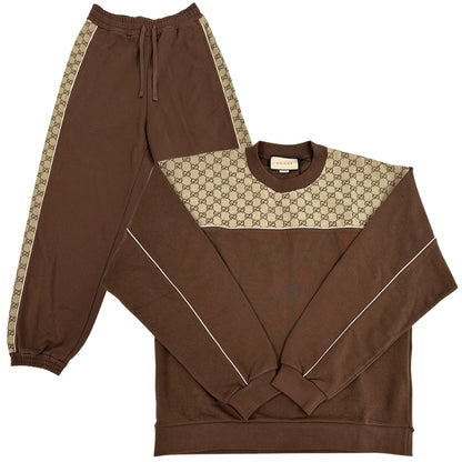 GUCCI グッチ コットンジャージーセットアップ その他セット GGキャンバス ブラウン ベージュ コットン メンズ 【中古】