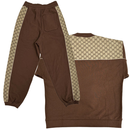 GUCCI グッチ コットンジャージーセットアップ その他セット GGキャンバス ブラウン ベージュ コットン メンズ 【中古】