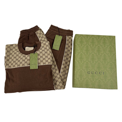 GUCCI グッチ コットンジャージーセットアップ その他セット GGキャンバス ブラウン ベージュ コットン メンズ 【中古】