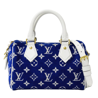 LOUIS VUITTON ルイ・ヴィトン スピーディ バンドリエール 20 2wayバッグ モノグラム ジャガード ベルベット ブルー M20751 レディース 【中古】