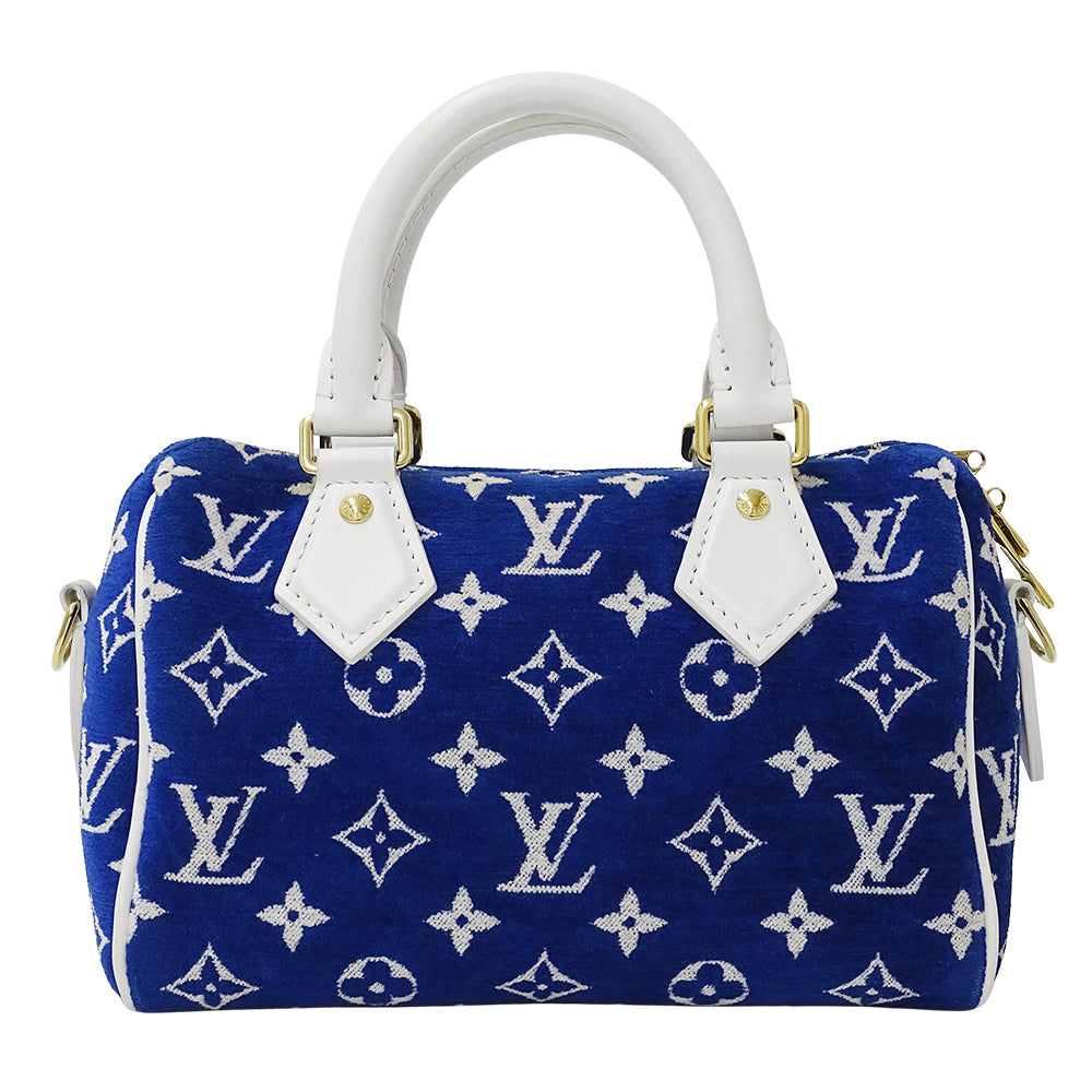LOUIS VUITTON ルイ・ヴィトン スピーディ バンドリエール 20 2wayバッグ モノグラム ジャガード ベルベット ブルー M20751 レディース 【中古】