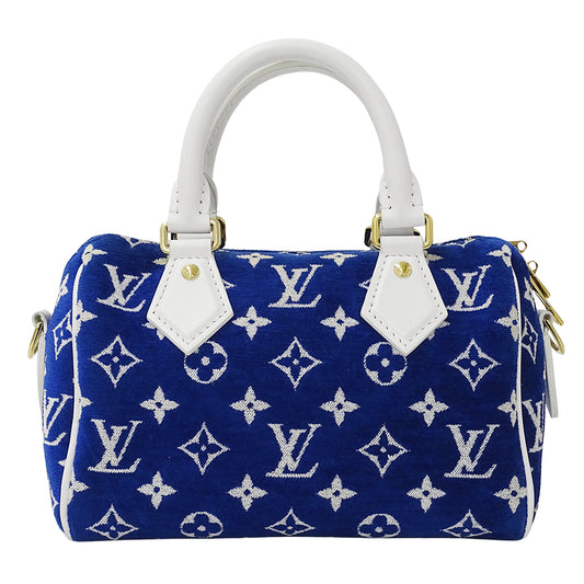 LOUIS VUITTON ルイ・ヴィトン スピーディ バンドリエール 20 2wayバッグ モノグラム ジャガード ベルベット ブルー M20751 レディース 【中古】