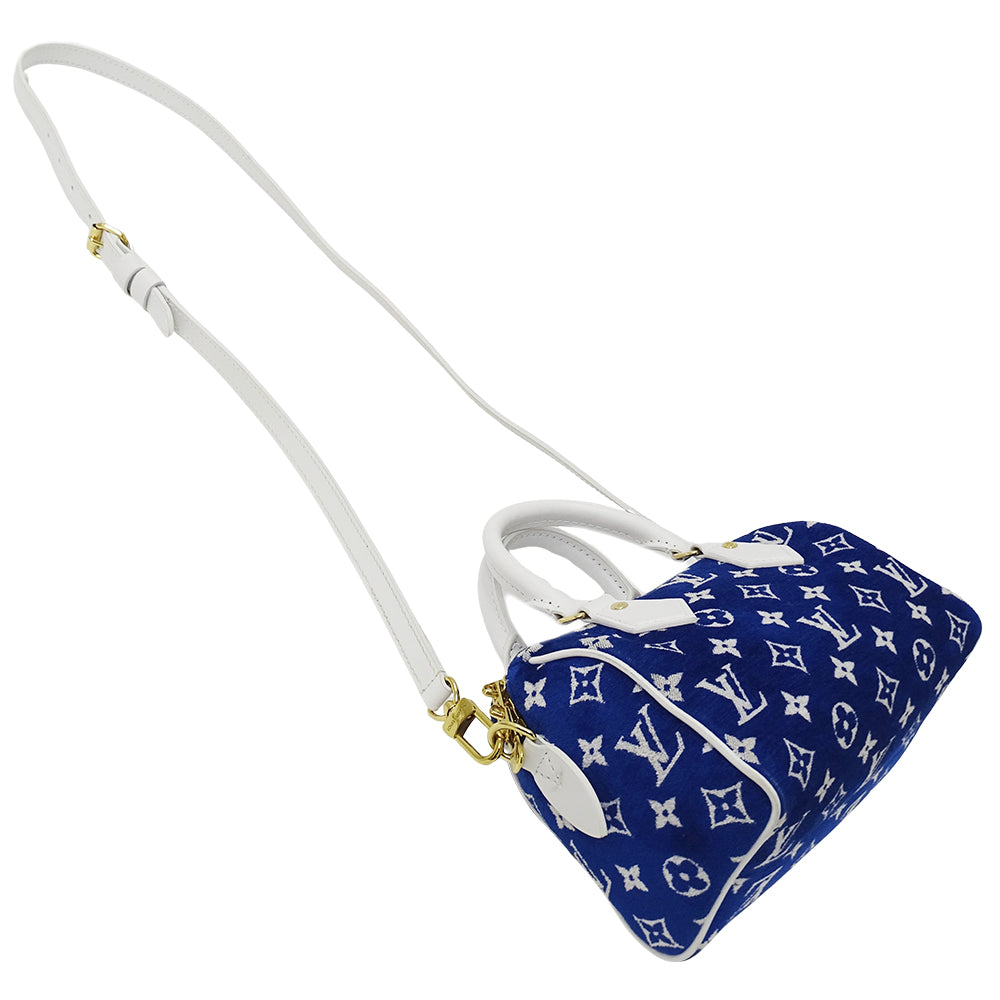 LOUIS VUITTON ルイ・ヴィトン スピーディ バンドリエール 20 2wayバッグ モノグラム ジャガード ベルベット ブルー M20751 レディース 【中古】