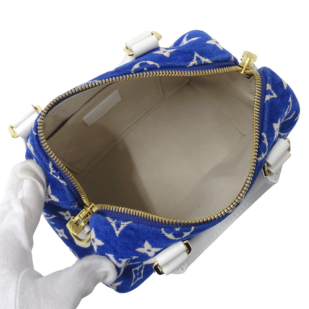 LOUIS VUITTON ルイ・ヴィトン スピーディ バンドリエール 20 2wayバッグ モノグラム ジャガード ベルベット ブルー M20751 レディース 【中古】