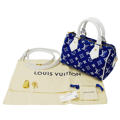 LOUIS VUITTON ルイ・ヴィトン スピーディ バンドリエール 20 2wayバッグ モノグラム ジャガード ベルベット ブルー M20751 レディース 【中古】