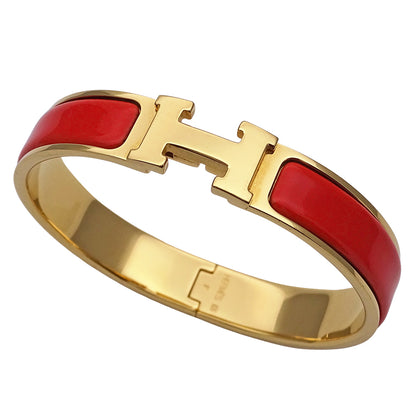 HERMES エルメス クリックH PM ブレスレット メタル オレンジ ゴールド レディース メンズ 【中古】