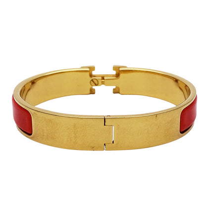 HERMES エルメス クリックH PM ブレスレット メタル オレンジ ゴールド レディース メンズ 【中古】