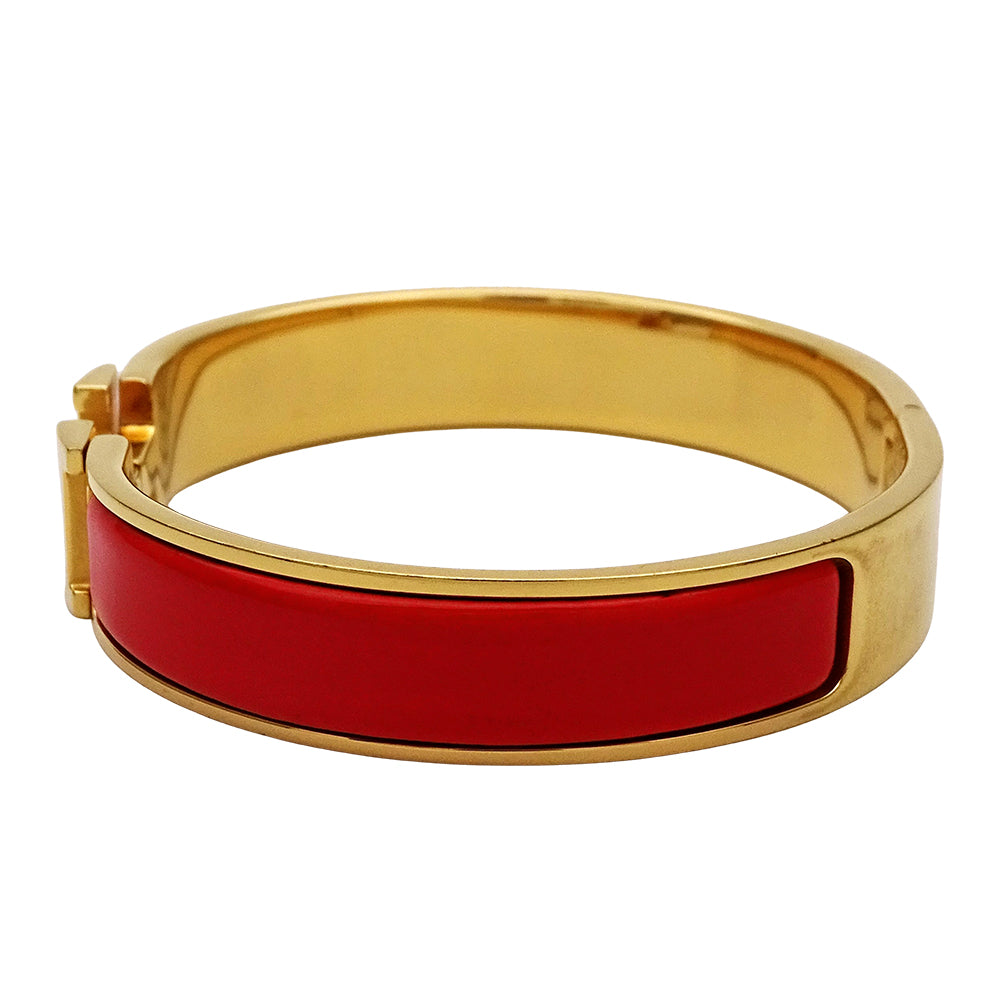 HERMES エルメス クリックH PM ブレスレット メタル オレンジ ゴールド レディース メンズ 【中古】