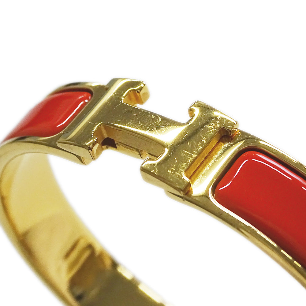 HERMES エルメス クリックH PM ブレスレット メタル オレンジ ゴールド レディース メンズ 【中古】
