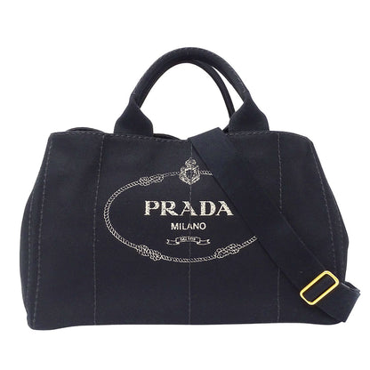 PRADA プラダ カナパL 2wayバッグ ブラック キャンバス レディース 【中古】