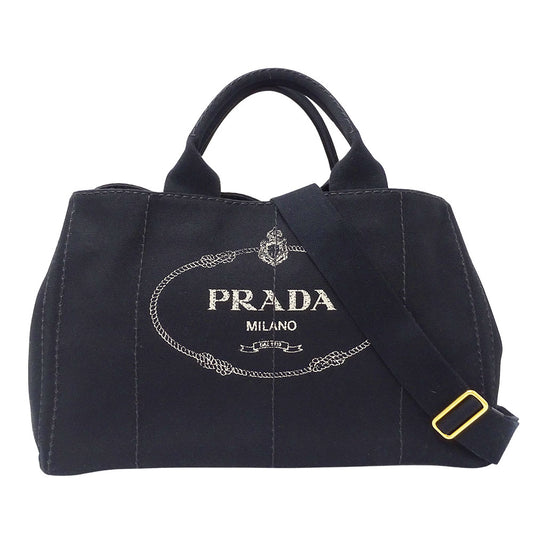 PRADA プラダ カナパL 2wayバッグ ブラック キャンバス レディース 【中古】