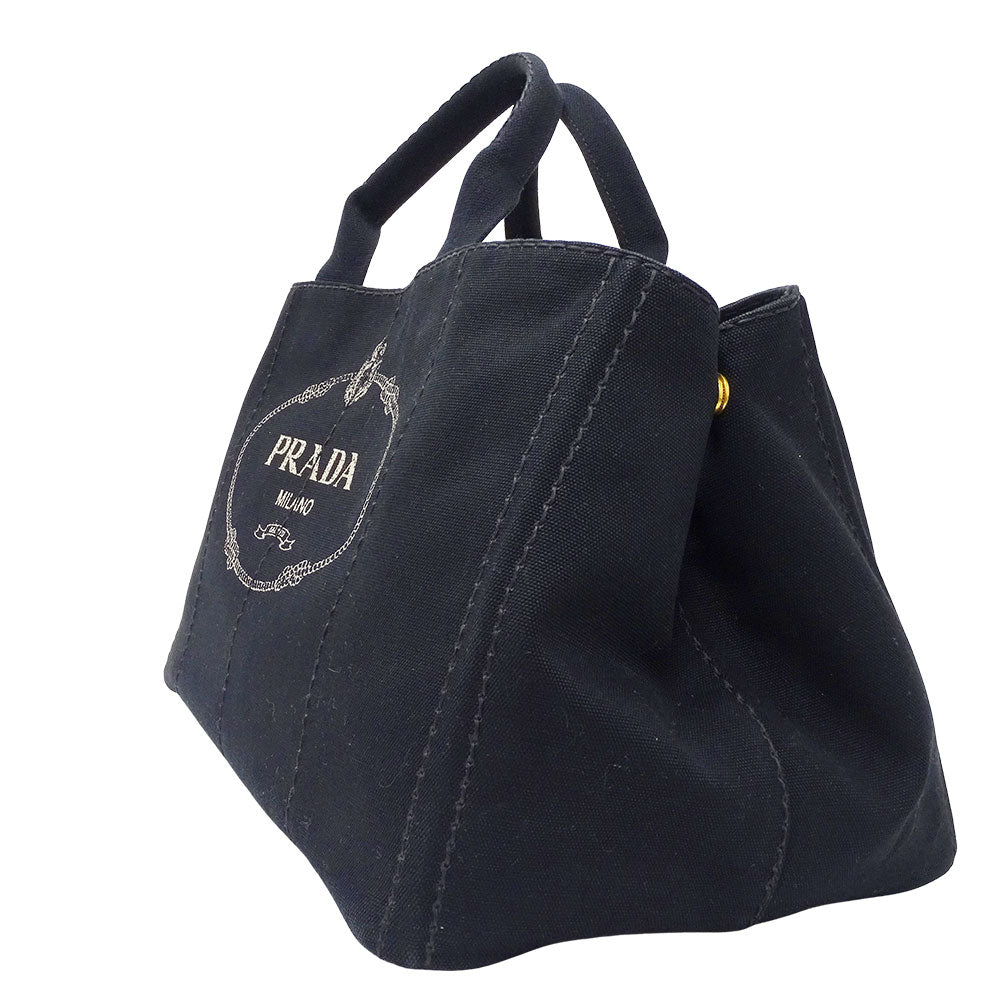 PRADA プラダ カナパL 2wayバッグ ブラック キャンバス レディース 【中古】