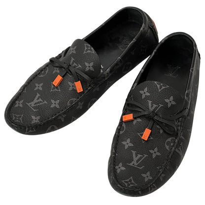 LOUIS VUITTON ルイ・ヴィトン LVドライバー ローファー モノグラム エクリプス ブラック グレー モノグラムエクリプス メンズ 【中古】